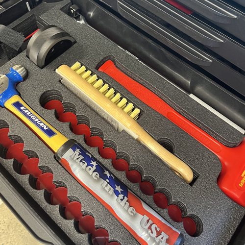 CNC cut foam with tools inserted