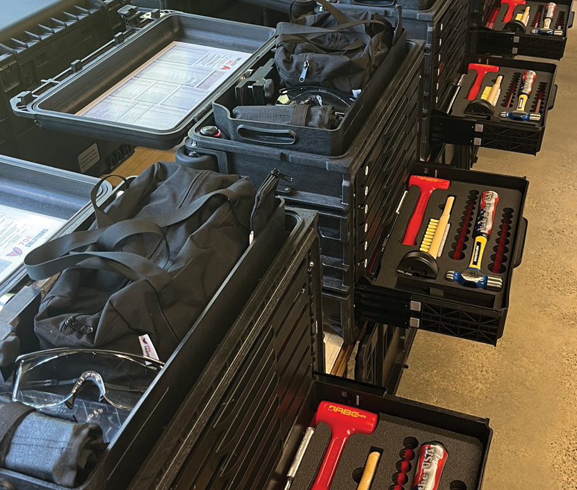Open kits being packed out for shipment
