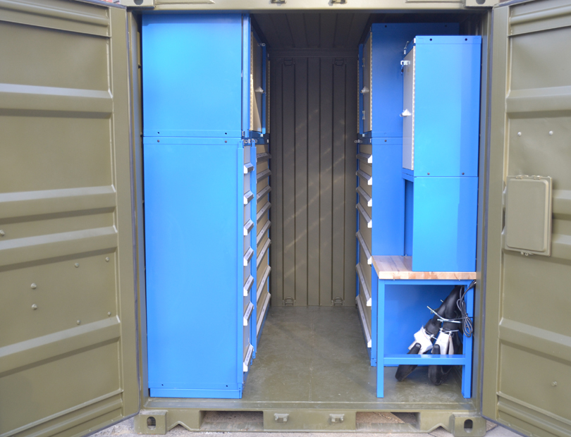 Tricon container with doors open